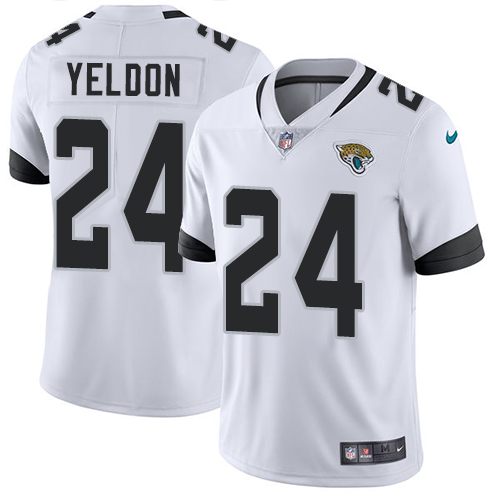 Nike Jaguars #24 T.J. Yeldon White Men's Stitched NFL Vapor Untouchable Limited Jersey - Click Image to Close